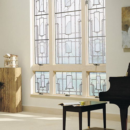 Stylish room with artistic windows.